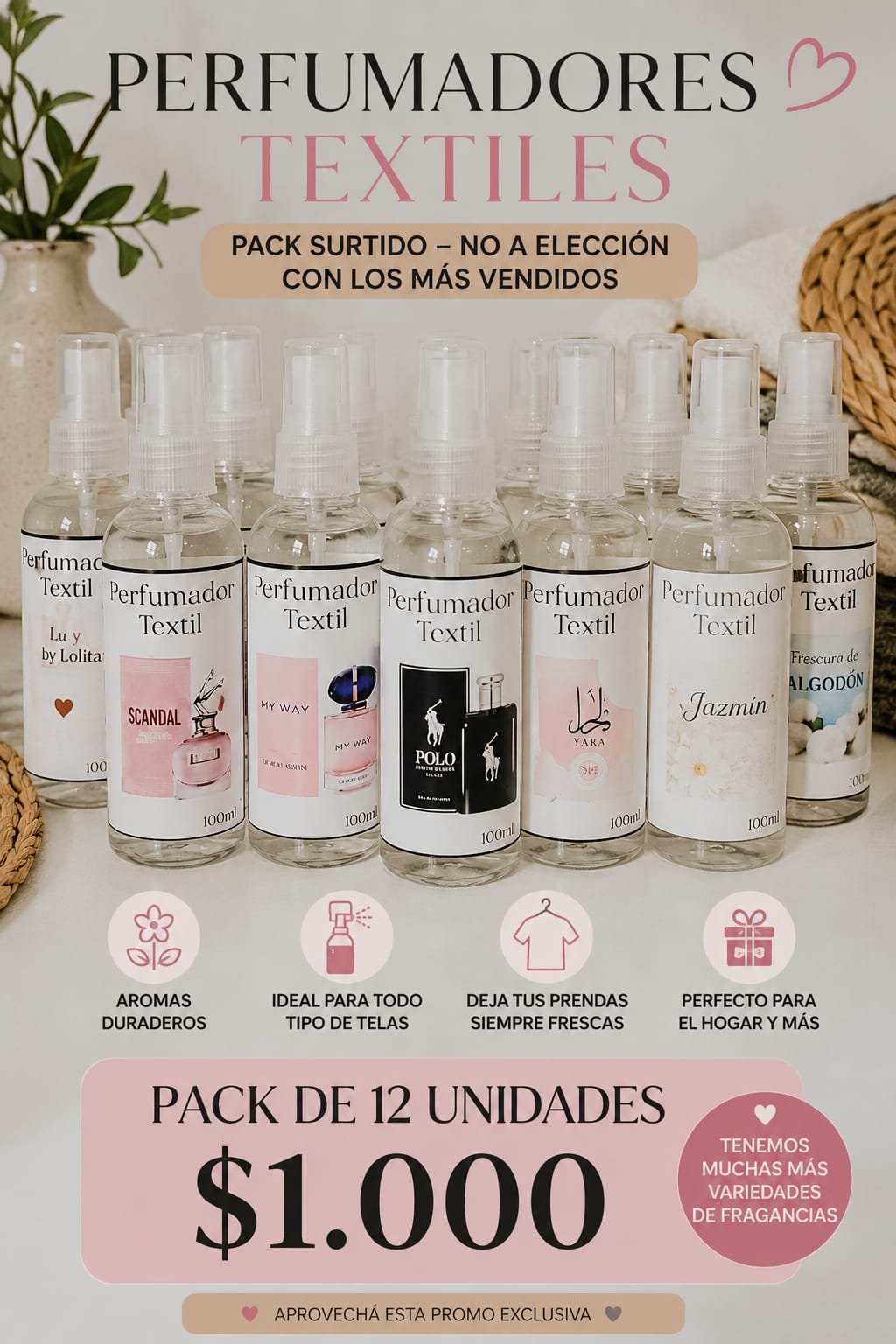 Pack Perfumadores Textiles x12 — Surtido