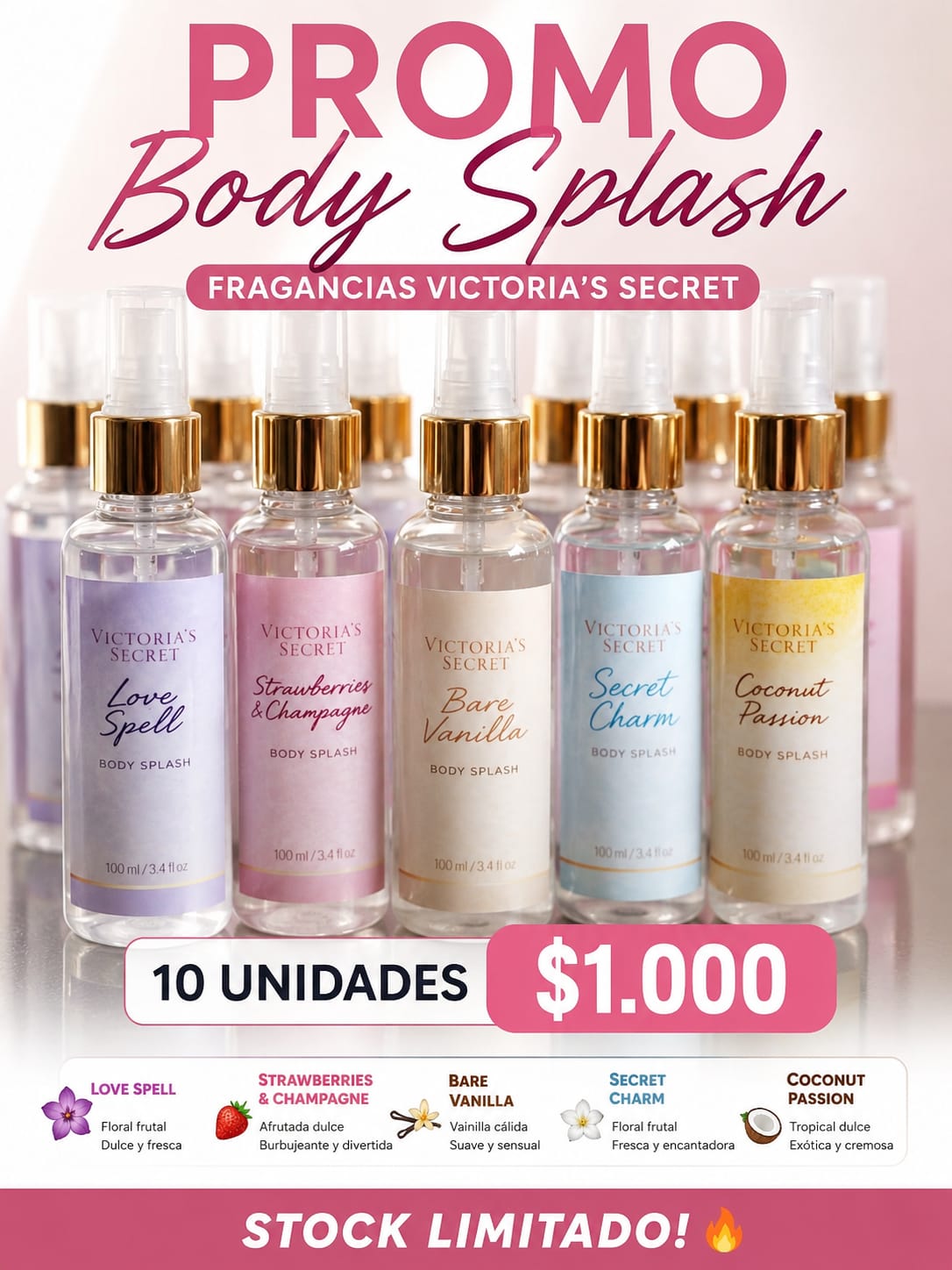 Pack Body Splash x10 — Inspiración Victoria's Secret