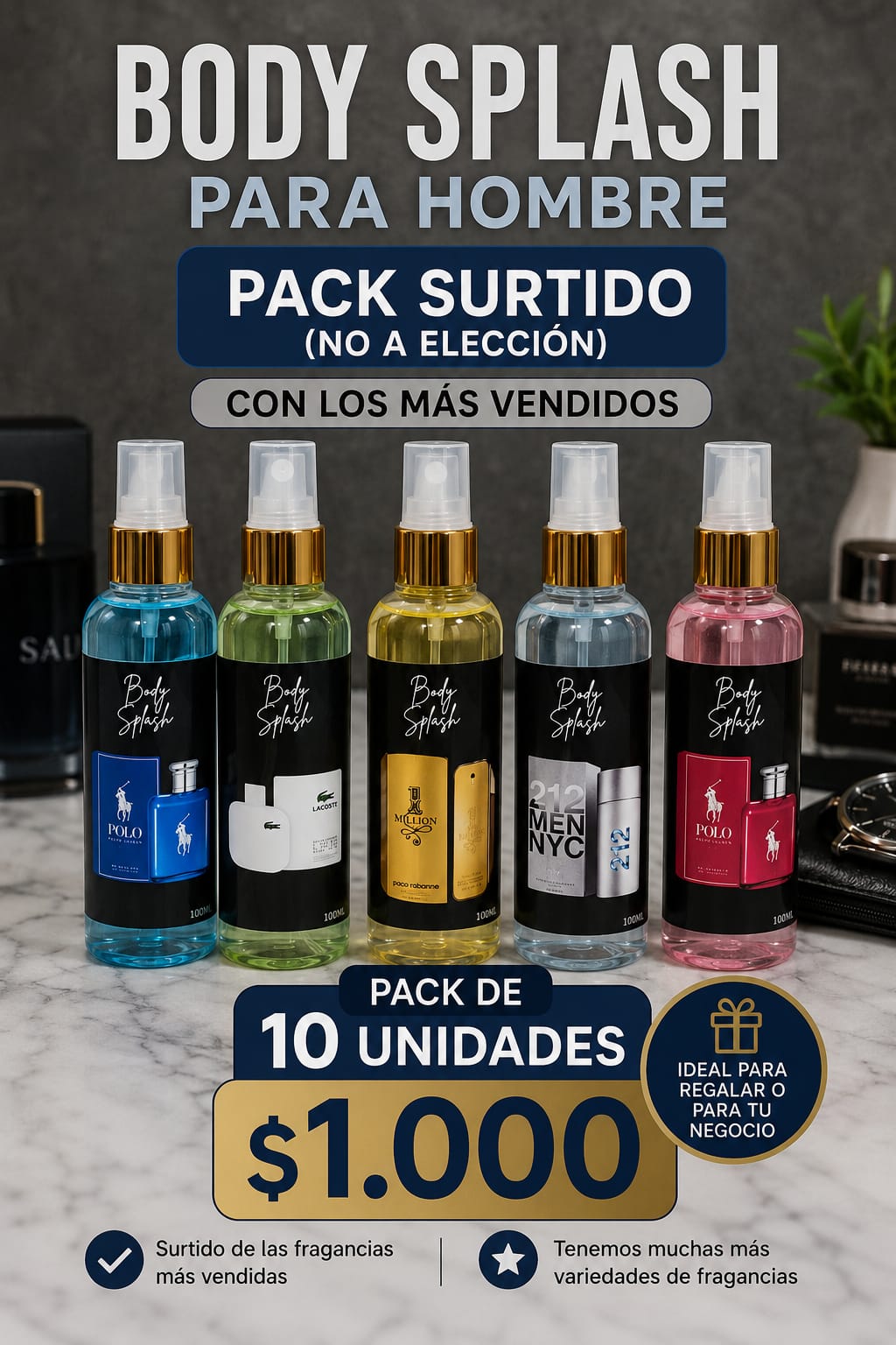 Pack Body Splash Caballero x10 — Inspiración Diseñador