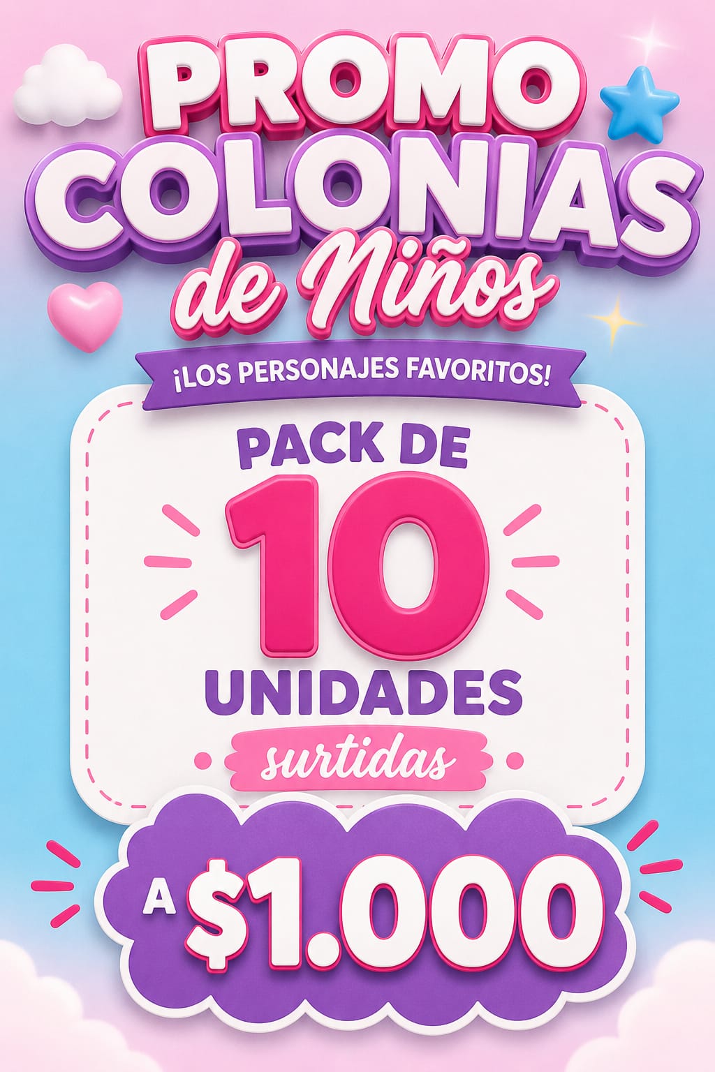 Pack Colonias Infantiles x10 — Surtido Nena y Varón